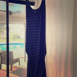 Navy Striped Maternity Dress